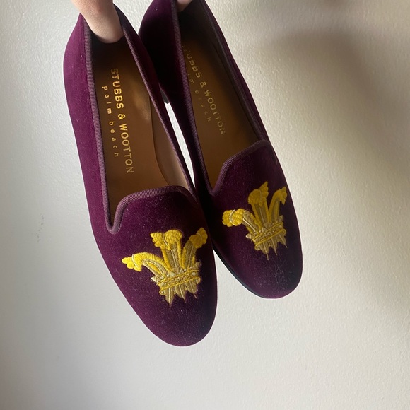 Stubbs & Wootton Fleur De Lys Velvet Smoking Loafer Women’s Size 7.5 - Picture 7 of 8